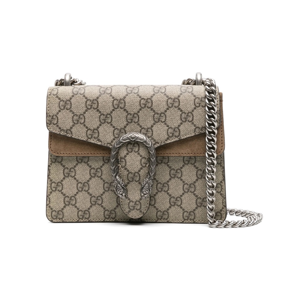 GUCCI Dionysus mini printed coated-canvas and suede shoulder bag